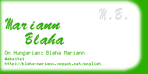 mariann blaha business card